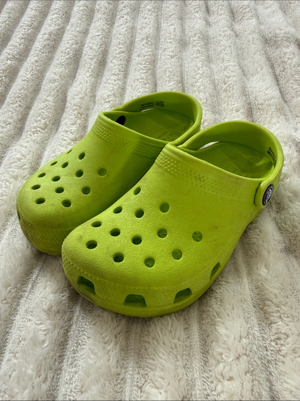 CROCS Kids Neon Green Slip-On Clogs with Heel Strap